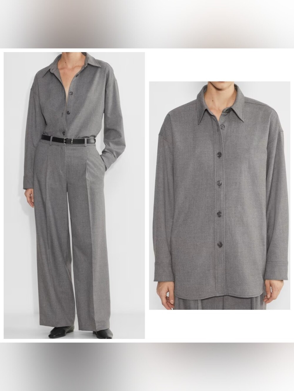 Aritzia Babaton Gray Shirt Relaxed Minimalist Workwear Office Professional 2XS